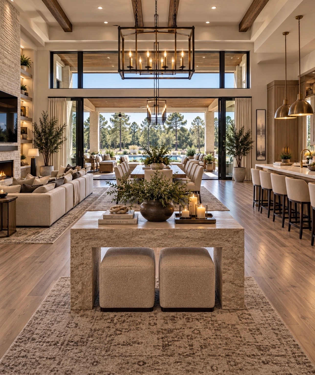 Open great room and kitchen concept for The Reserve